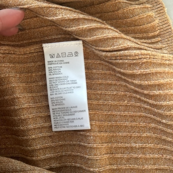 Free People Skyline Rib Midi Skirt Size Small Camel Front Slit - Picture 7 of 7